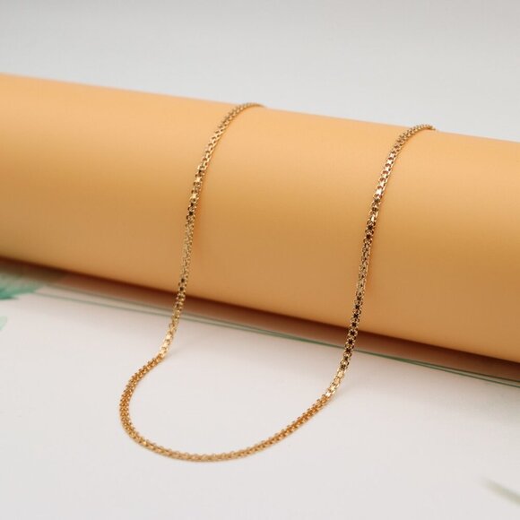 "Polished Rose Gold Box Chain Necklace  Modern Style, XPNL0123 - Picture 2 of 12